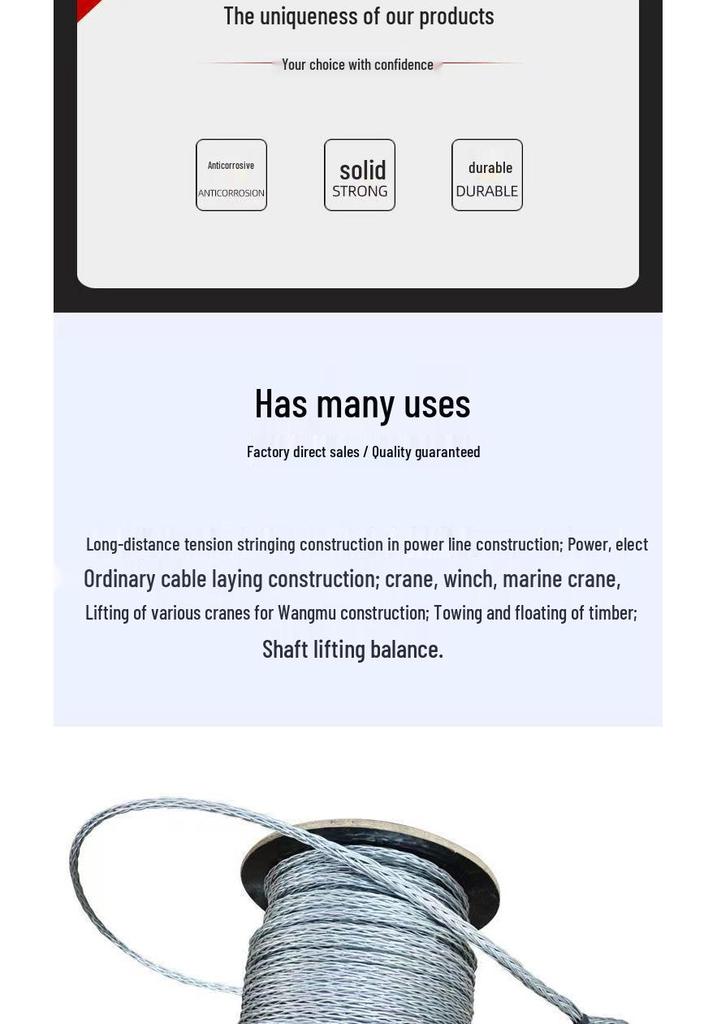 Non-Rotating Anti-Twist Steel Cable, 12-Strand, 156mm Diameter