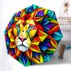 1pc Colorful Lion Mandala Design Automatic Folding Umbrella - Portable Tri-Fold Design with 8-Rib Iron Frame, Perfect Outdoor for Fans, Travelers, Dai