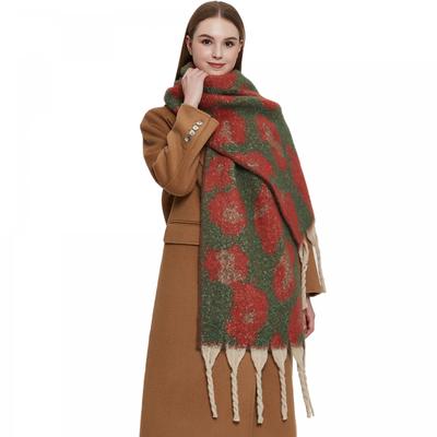 Female Shawl Winter Warm Thick Tassel Large Leopard Scarf