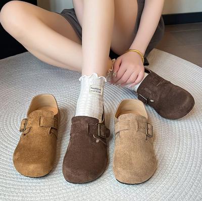 Neue Clogs Damenmode Kork Wildleder Freizeitschuhe Klassischer Kork Rutschfest für Outdoor Damen Slipper mit Fußgewölbestütze Ballerinas