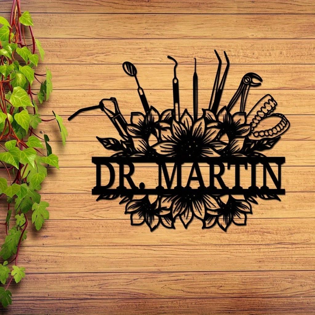 Custom Dental Metal Wall Art Surname Sign Home Door Decor