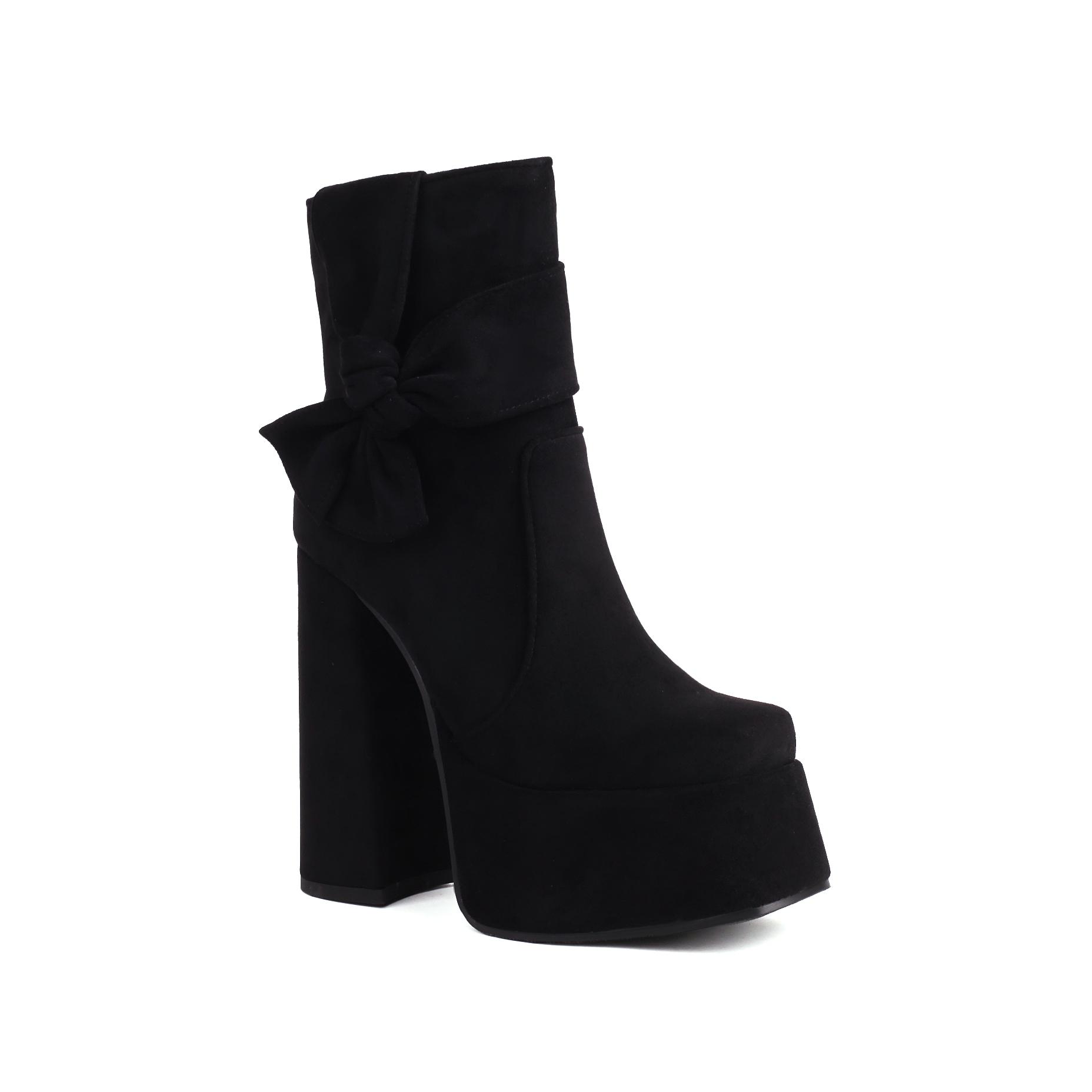 8 Новые осенне-зимние ботинки женские короткие сапоги на высоком каблуке сексуальные непромокаемые короткие сапоги на платформе толстом каблуке большого размера 34 чёрный 6455₽