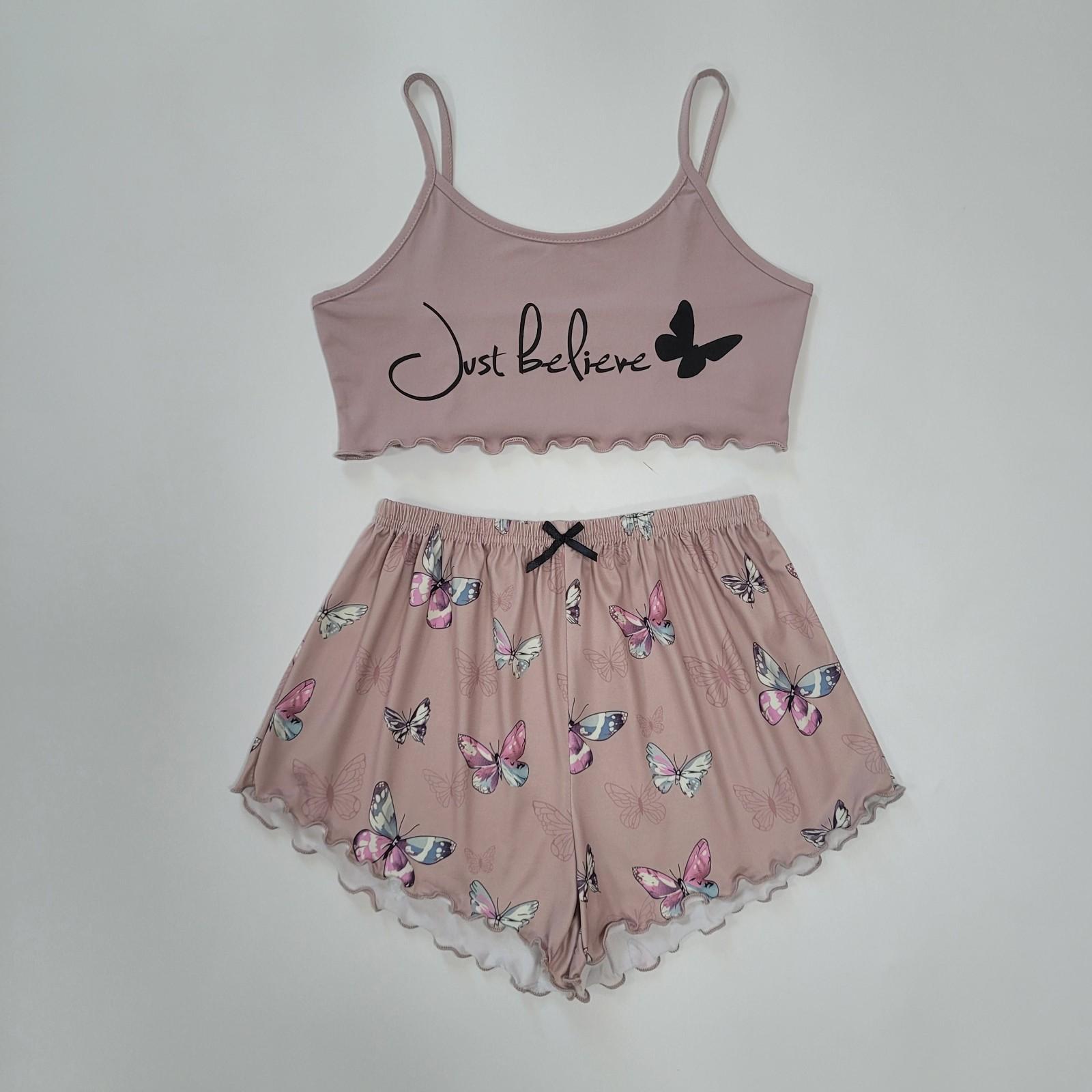 

Women Print Sets Wear Wear Home Sleep Set Camisole Tops+Pants XL рожевий