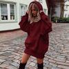 Damen S Einfarbig Locker Sitzendes Kapuzen-Sweatshirt