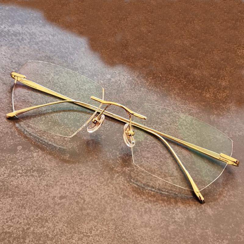 Women Men Anti Blue Light Glasses Rimless Reading Glasses No Prescription Lens Myopia Eyewear Metal Frame Presbyopic Eyeglasses