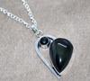Medaillon Herz Schwarzer Obsidian Schwarzer Onyx 925 Silberbeschichtet Halskette 17" Trendy n5c98