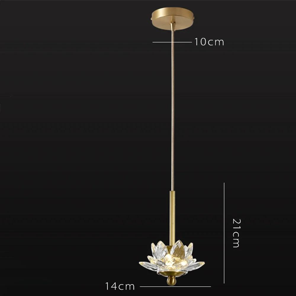 

Modern Minimalist Luxurious Pendant Lamp Zen Crystal Lotus Light Creative Single Head Balcony Bedroom Bedside Led Home Decor