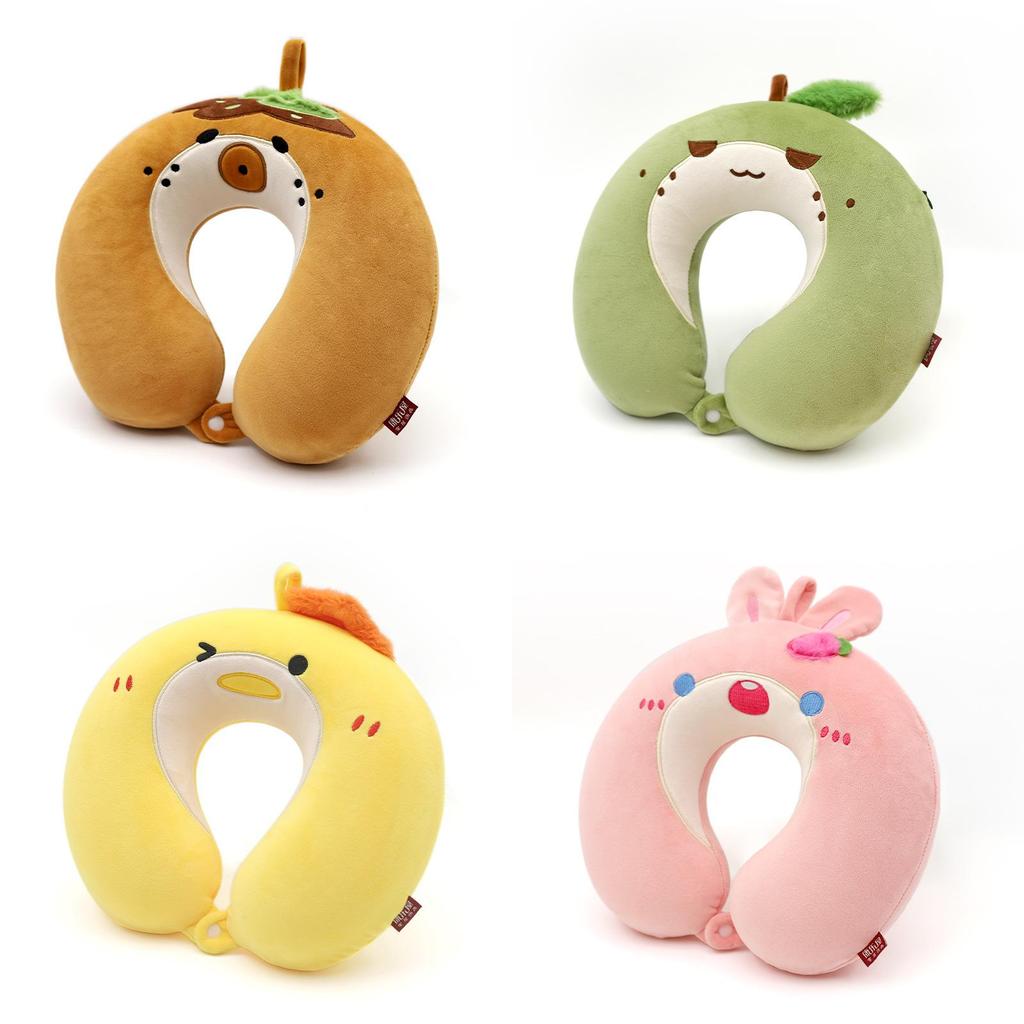 Cuscino da Viaggio a Forma di U in Memory Foam con Animali dei Cartoni Animati per Comfort in Viaggio e in Ufficio