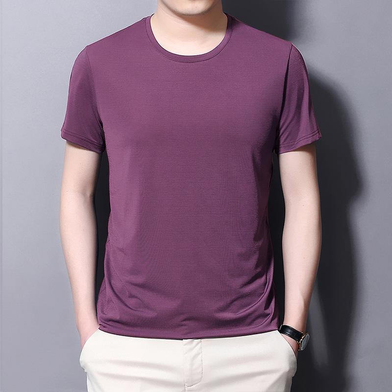 Men's Quick-Dry Modal Short Sleeve T-shirt - Lightweight, Solid Color, Round Neck Casual Summer Wear