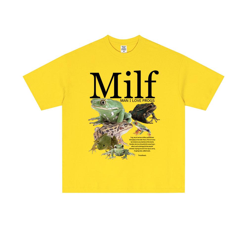 MILF Man I Love Frogs Funny Frog Amphibian Lovers Meme T Shirt Men Women Casual Cotton Vintage Short Sleeve Oversized Tshirts