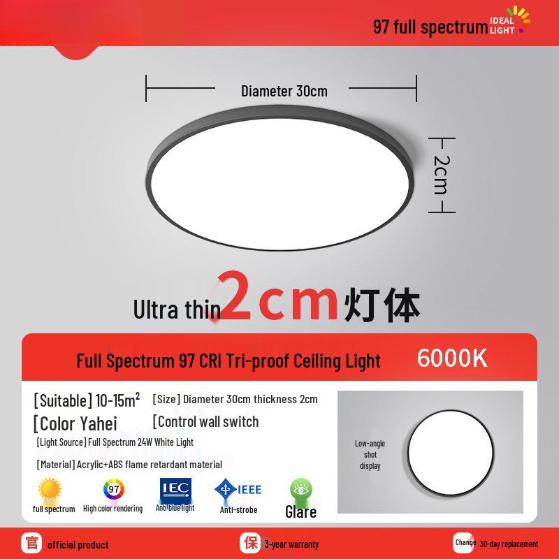 Ultra-Thin Round LED Ceiling Light for Bedroom, Bathroom & Balcony - Modern Minimalist Design with Eye Protection