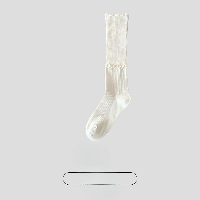 Female Spring and Autumn Fungus Lace Thin Boneless Calf Pile Pile Socks