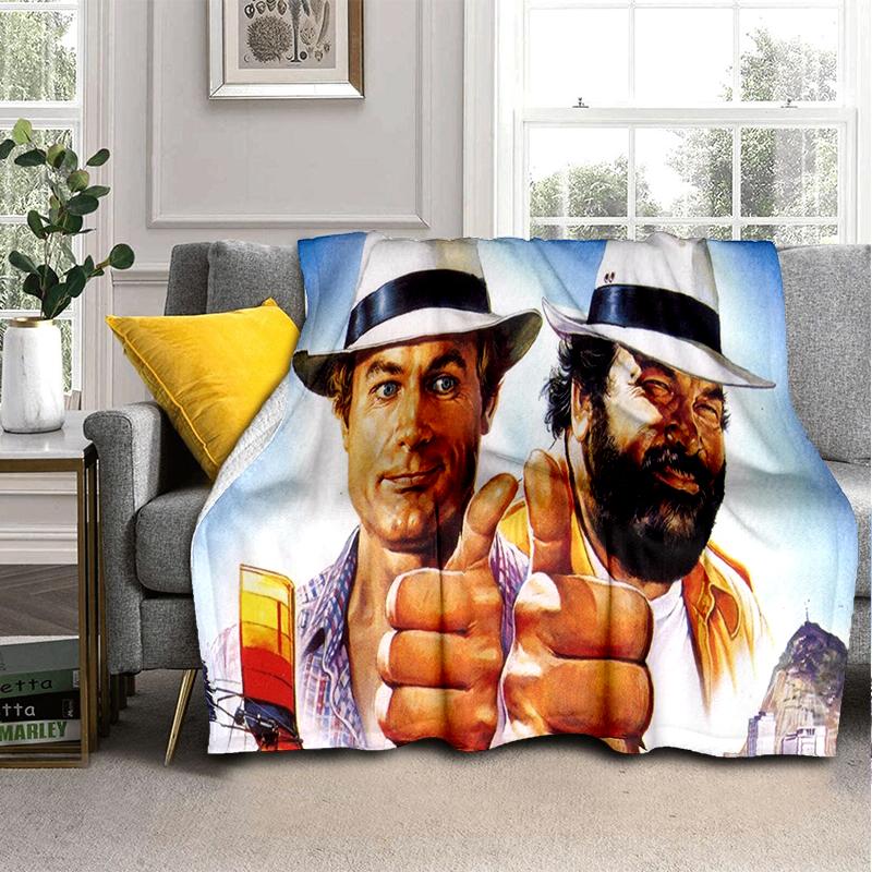 Bud Spencer Terence Hill Wirft Wirft Decke für Kindersofa Reise Wandern Picknick Beding Super Weiche Flanelldecke Geburtstagsgeschenk