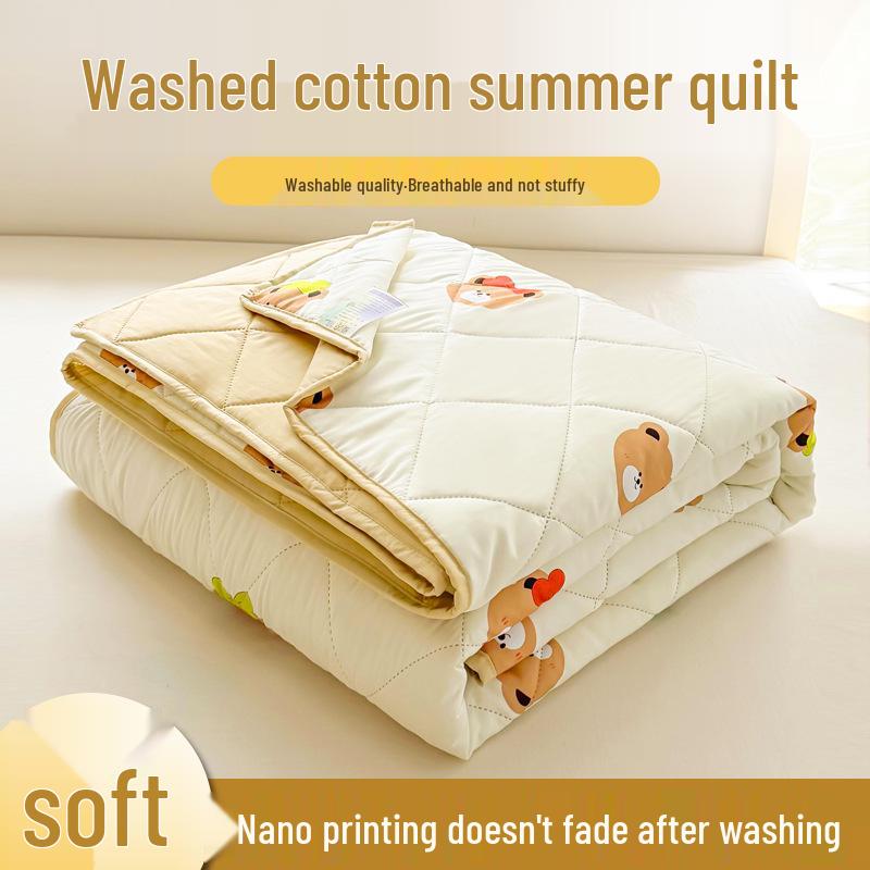 

Washable Cotton Summer Quilt - Lightweight, Machine-Washable, Ideal for Air-Conditioned Spaces, Perfect Summer Gift for Students 100x150cm Approx. 0.4kg Random Pattern