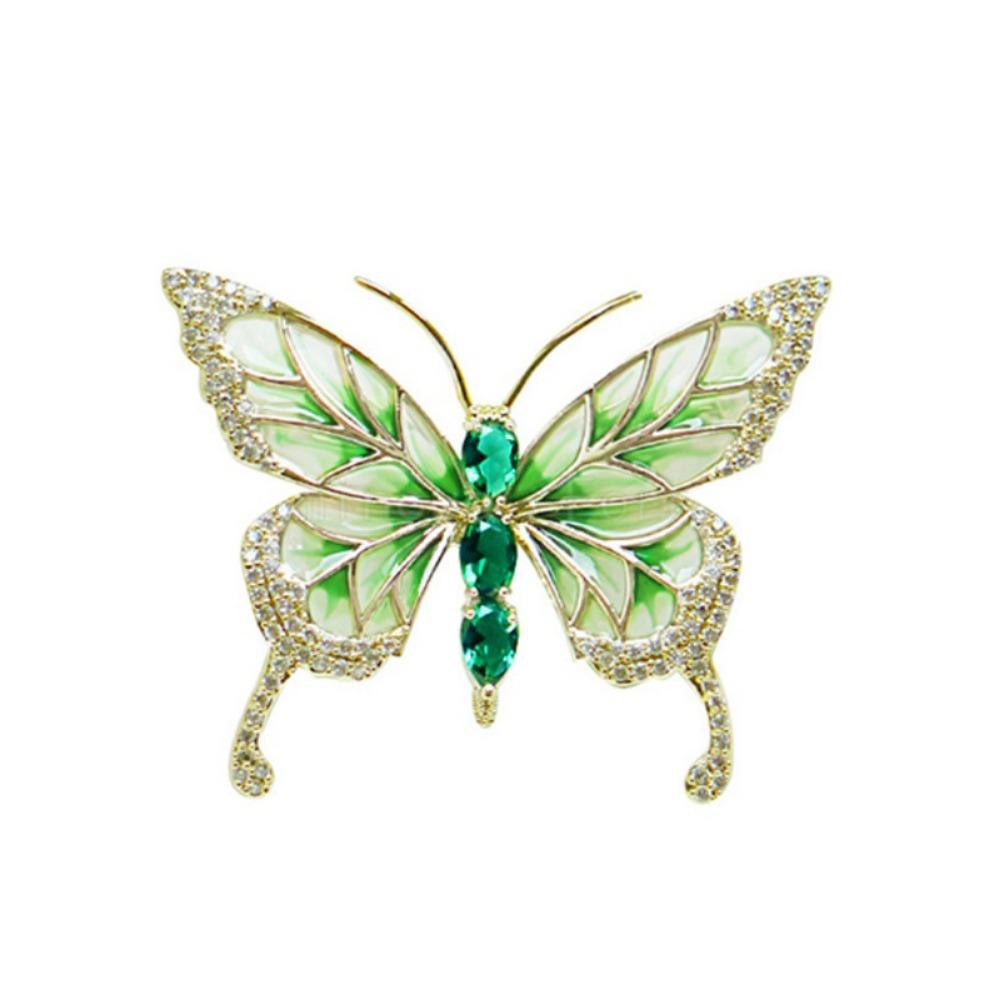 Retro Green Butterfly Suit Collar Pin Crystal Butterfly Brooches Green Butterfly Brooch  Gift