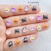 50pcs Resin Cute Mini Cartoon Halloween Black Cat, Ghost, Skull Candle Nail Art Flatback Rhinestone DIY Scrapbook Decor Crafts