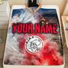 Custom Name,AFC Ajax Printed Flannel Blanket, soft throw for bedroom sofa, washable, Christmas present, great gift.