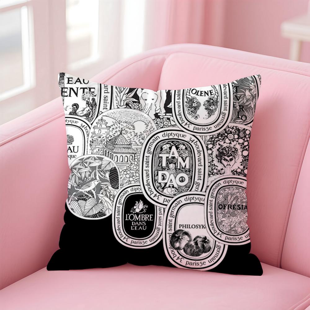 Luxury D-Diptyque Cushion Cover Home & Car Multi-Scene Pillow Cover - Reversible, Soft & Durable for Daily Use