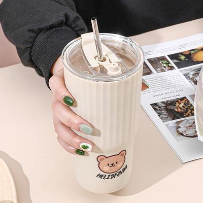 1 Piece, 650ml Large-capacity Plastic Water Cup, Cute Bear Design, Leak-proof Portable Coffee Cup for Adults and Students,