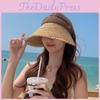 Summer Straw Wide Brim Open Top Hat With Sunproof And Breathable Design For Beach And Outdoor Activities