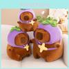 Adorable Plush Capybara Doll With Eggplant Hat Soft Cuddly Toy For Bedroom Decor