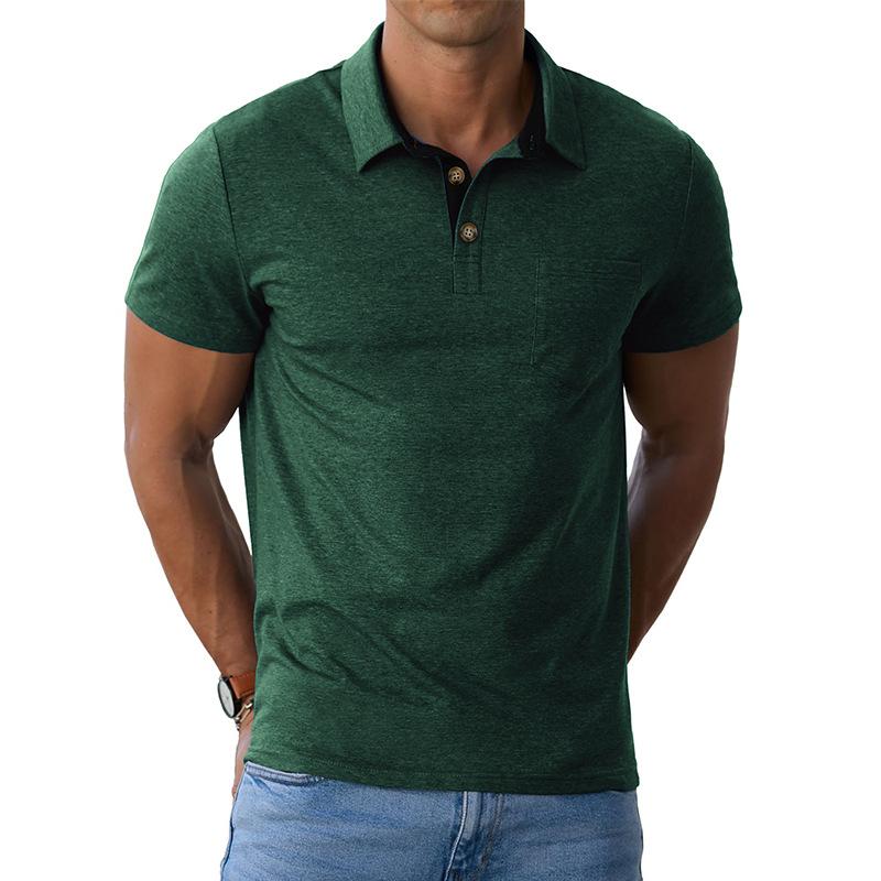 Summer New Men Short Sleeve Pure Color Lapel Polo Shirt Men Business Casual Golf Polo Shirt
