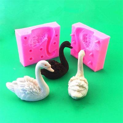 Forma do czekolady w kształcie łabędzia 3D Silikonowa forma do fondant Narzędzie do pieczenia ciasta Pink