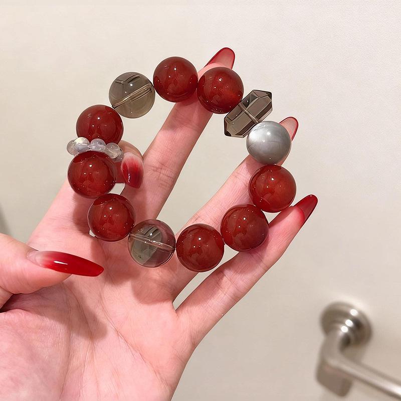 Luxurious Red Agate Crystal Bracelet for Women - Elegant Multi-Gem Beaded Jewelry for Wealth Attraction