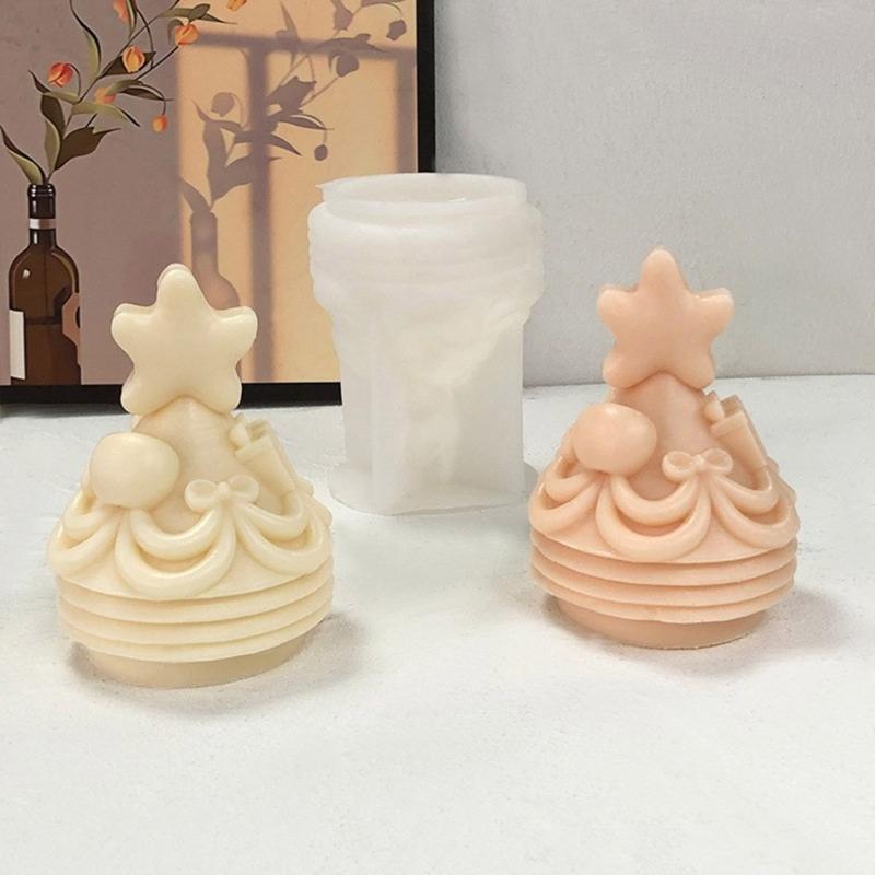 Christmas Tree Shaped Silicone Molds for Candle Soap Plaster Decoration, Fondant Silicone Molds for Chocolate Cake