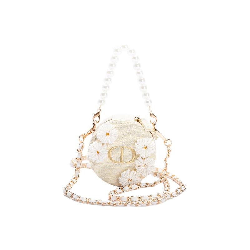 Dior DIY Style Cosmetic Bag Bubble Jellyfish Golden Rose Crossbody Handbag Portable Storage Polyester Fiber Advanced Versatile Golden Daisy