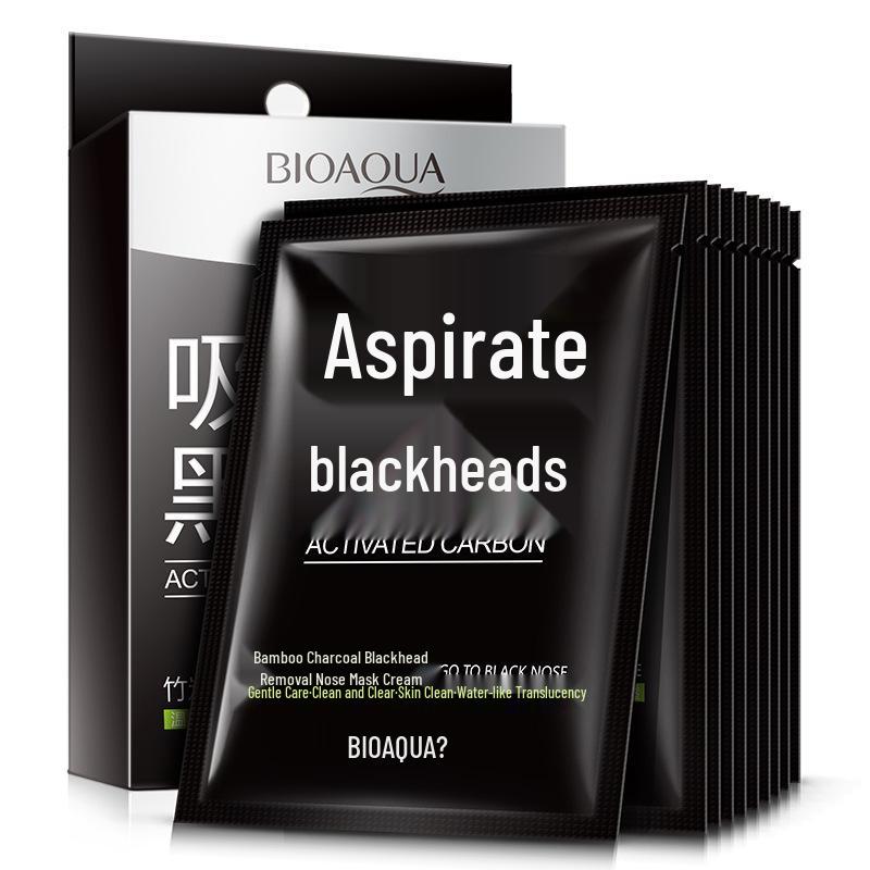 BIOAQUA Bamboo Charcoal Blackhead Remover Nose Mask for T-Zone Care, Skin Cleansing, and Pore Minimizing.