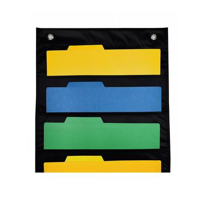 Hanging Wall File Organizer Large 5 Pockets Storage Pocket Chart with 2 Hangers Folder Holder Document Organizer for
