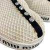 MIUMIU Crystal Bijou Leather Leather Slip-on Black Leather Used