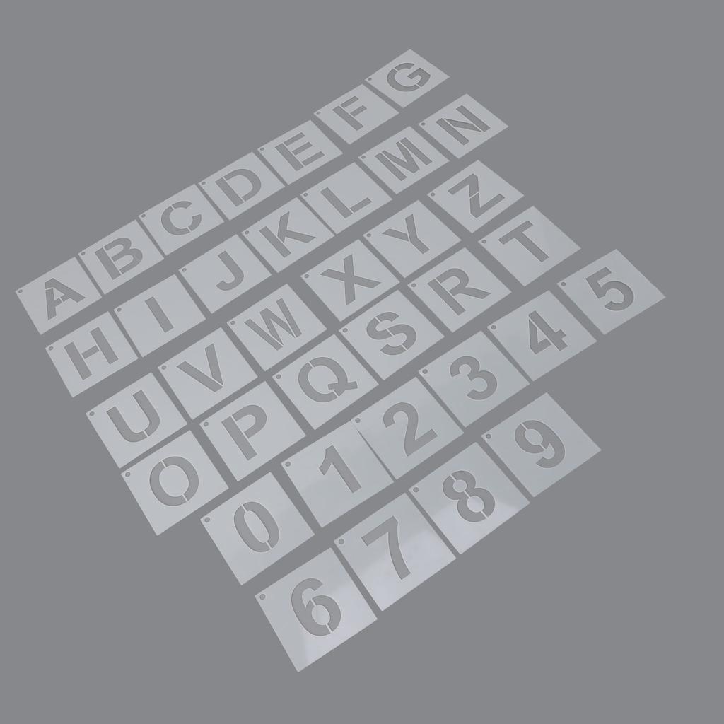 2 Inch 36pcs Letter Numbers Stencils Set for Spray Painting Reusable Alphabet Art Craft Templates with Metal Ring