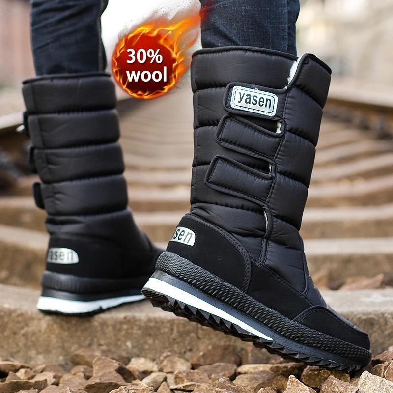 Men's Mid-calf Snow Boots Winter Plush Warm Cotton Boot Casual High Top Boots for Men Non-slip Platform Boots Big Size47