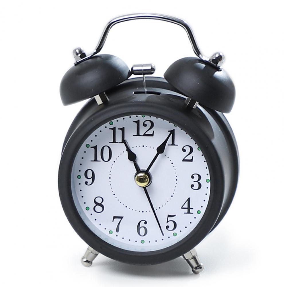 Alarm Clock Twin Bell Silent Movement Metal Heavy Sleepers Alarm Clock Luminous  Alarm Clock чёрный
