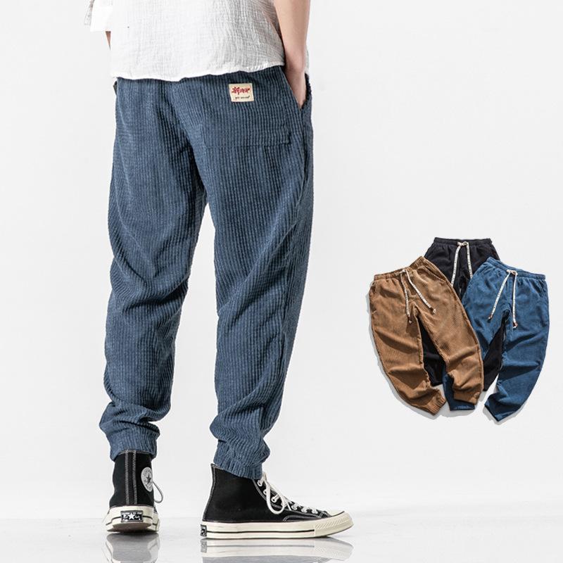Spring Japanese loose washed men s casual pants corduroy leggings trendy men s pants fashionable solid M