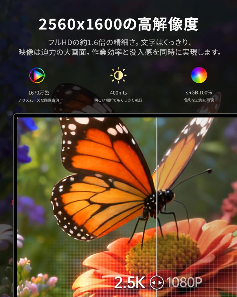 Miuniu M16QT Portable 2560x1600 Touch 120Hz Gaming Freestanding sRGB 400 Nits Glossy IPS LCD Compatible with USB and Standard Metal VESA Warranty