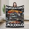 Bombardiro Crocodilo Anime Flannel Blanket Italian Meme Brainrot Custom Throw Blankets for Home 125*100cm Plush Thin Quilt