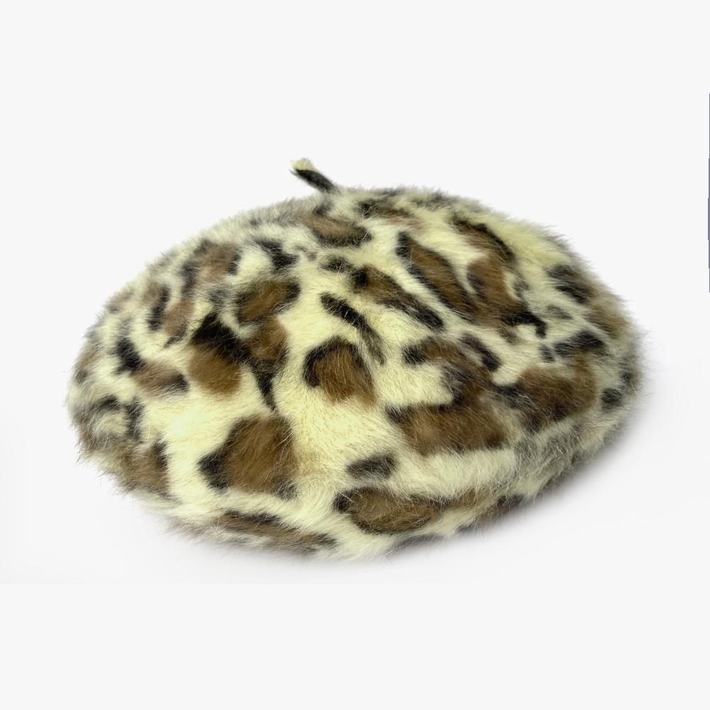 

Берет Женский Ретро Леопардовый Принт Художник Японский Универсальный Шляпа-бутон Корейская Версия Кроличий Мех Шляпа-тыква One size