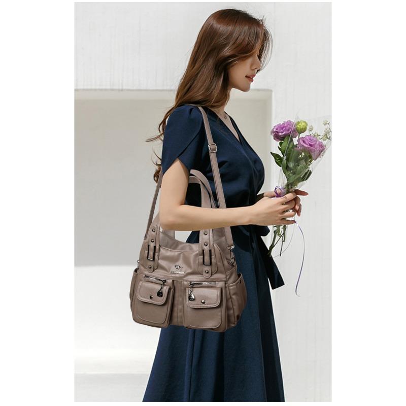 Trendy dámská taška přes rameno s více kapsami, všestranná crossbody kabelka pro každodenní a neformální použití