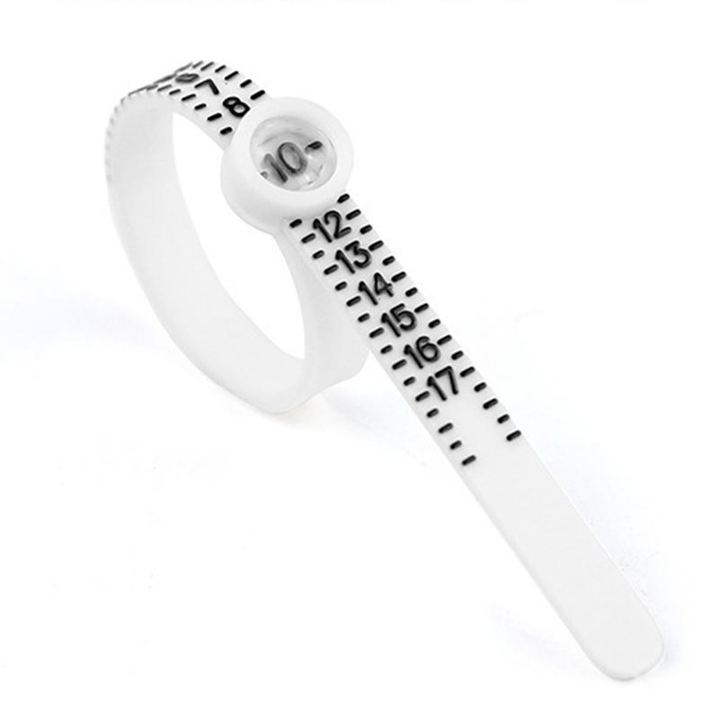 

Ring Size Measuring Tool with Magnifying Glass 1-17 US Size Reusable Finger Size Measuring Device Flexible Ruler Plastic