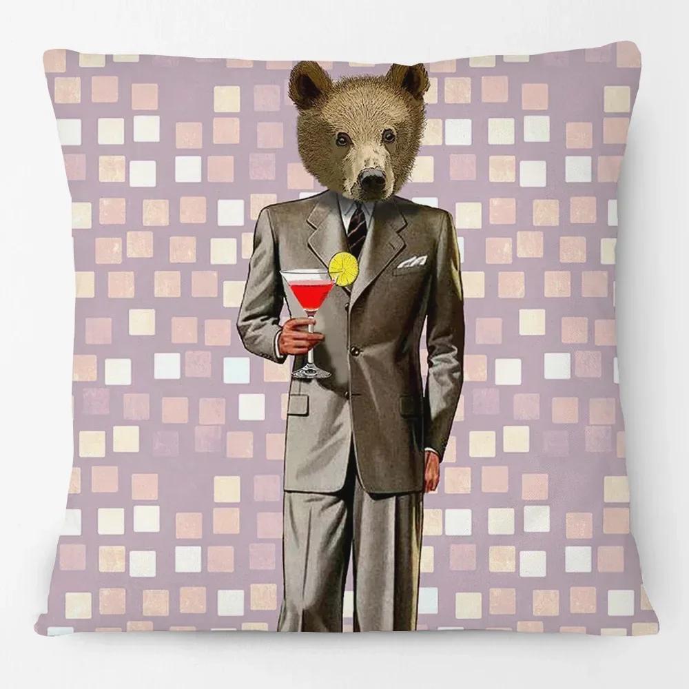 

Европейский Ретро Винтаж Шик Животные Наволочки Олень Лиса Медведь Пингвин Кролик Принт Декоративная Наволочка 66x66cm серебряный