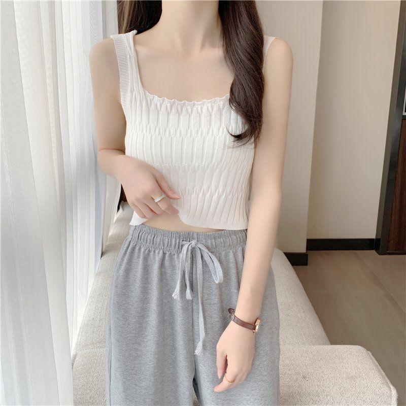 Unique and Chic Camisole Summer Inner Vest Women's Short Top Knitted Strapless Outer Wear
