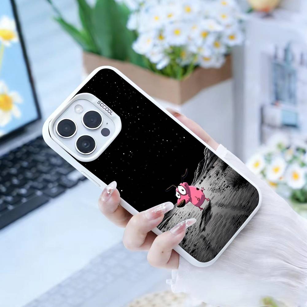 Courages Cowardly Dog Phone Case For IPhone 16 17 15 14 12 13 Pro Max white Color Shockproof Cover