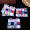 12/15 Grids/Box Mixed Resin Bowknot Nail Charms 3D Colorful Bow  Nail Art Decorations Diy Manicure Parts With Tools