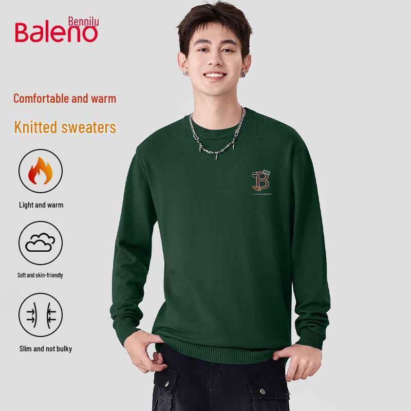 Baleno Herren Rundhals Winter Plüsch Strick Basisschicht Pullover