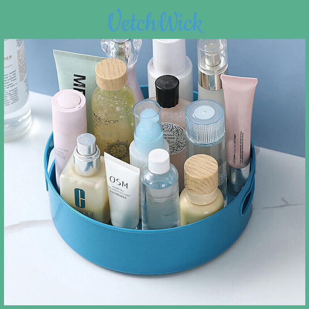 Space-saving Rotating Kitchen Storage Box With Elegant White And Blue Colors For Countertops