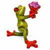 Frog Figurine with a Bouquet of Roses - Romantic Gift Decoration