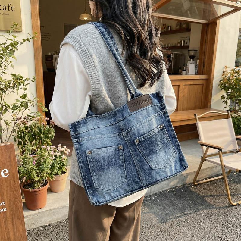 Fashion commuting Women big totes Washed denim female Handbag Large capacity Shoulder Bags Jeans Female Travel Shopping bag